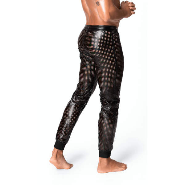 Noir Handmade - H078 - Mayhem - Long Pants - Broek -  Geperforeerd Wetlook - Zwart - Afbeelding 2