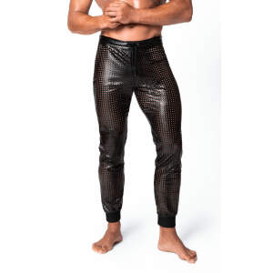 Noir Handmade - H078 - Mayhem - Long Pants - Broek -  Geperforeerd Wetlook - Zwart