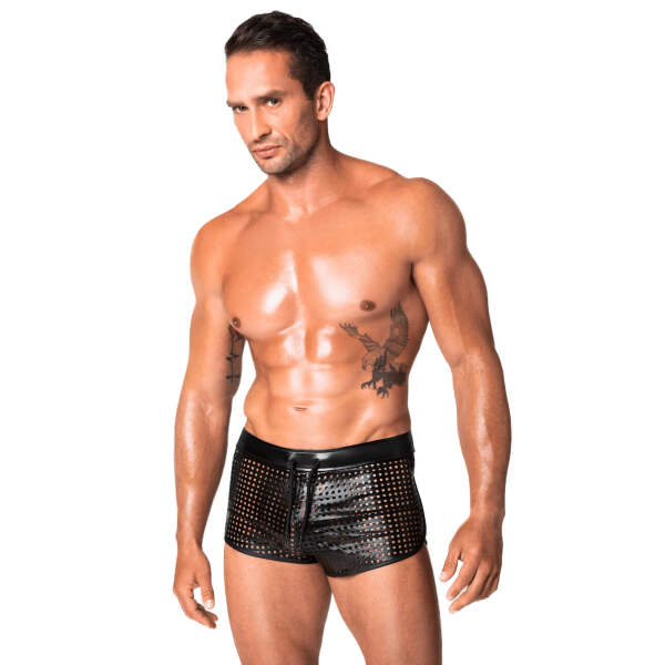 Noir Handmade - H079 - Mayhem - Shorts - Geperforeerd Wetlook - Zwart - Afbeelding 3
