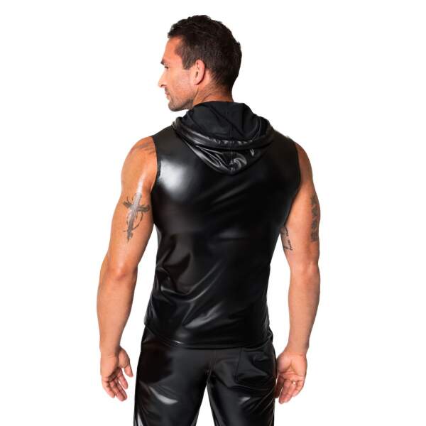 Noir Handmade - H081 - Frenzy - Sleeveless Hoodie - Capuchon - Wetlook - Zwart - Afbeelding 2