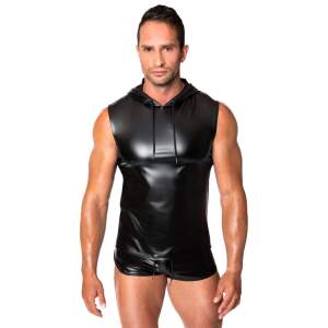 Noir Handmade - H081 - Frenzy - Sleeveless Hoodie - Capuchon - Wetlook - Zwart