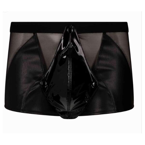 Patrice Catanzaro - Harbard - Jock Short - Afneembaar Lakdeel - PU-leer met Gaas - Zwart - Afbeelding 3
