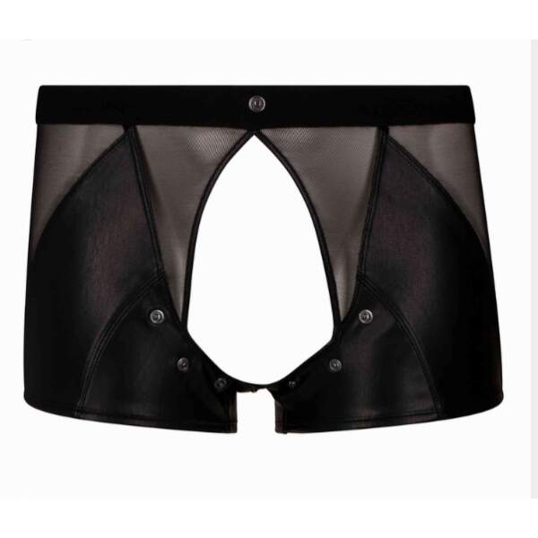 Patrice Catanzaro - Harbard - Jock Short - Afneembaar Lakdeel - PU-leer met Gaas - Zwart - Afbeelding 4