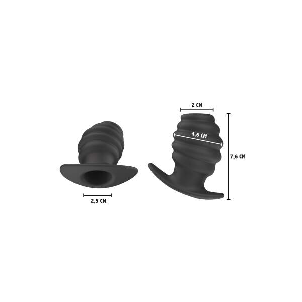 Holle Butt Plug - Siliconen - Zwart - Afbeelding 3