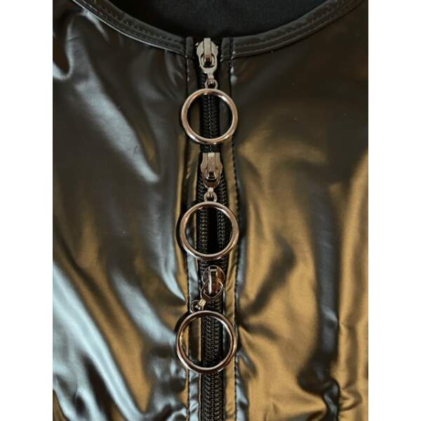 Svenjoyment Underwear - Singlet Bodysuit - 3-Delige Rits - Wetlook - Zwart - Afbeelding 4
