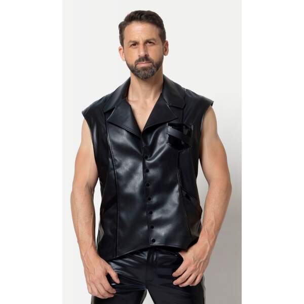Patrice Catanzaro - Ivar Gilet - PU-leer - Zwart