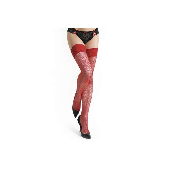Hold-up Kousen Visnet met Kanten Rand Rood - Passion