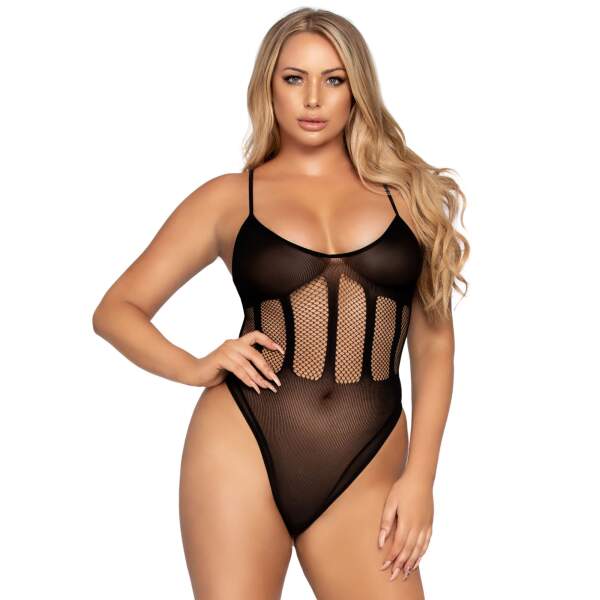 Leg Avenue - Body met Rok - Visnet - 2-delig - Zwart - Afbeelding 4