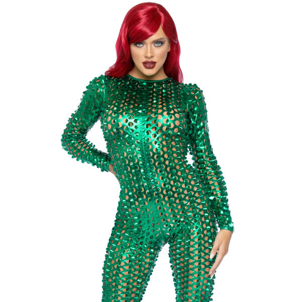 Leg Avenue - Catsuit Lasercut - Metallic - Groen
