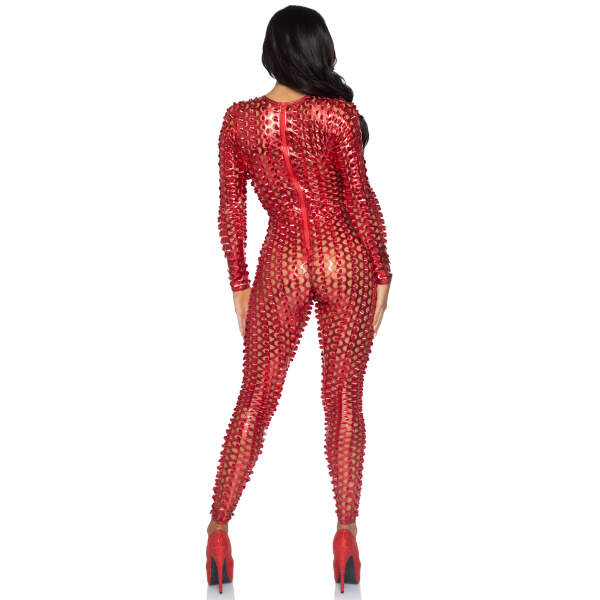 Leg Avenue - Catsuit Lasercut - Metallic - Rood - Afbeelding 3