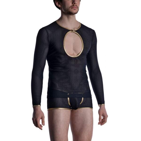 Manstore M2008 Button Longsleeves Black/Gold - Afbeelding 5
