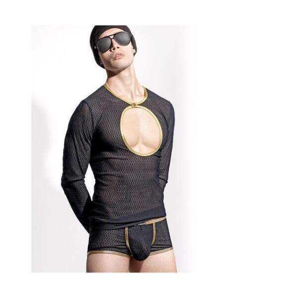 Manstore M2008 Button Longsleeves Black/Gold