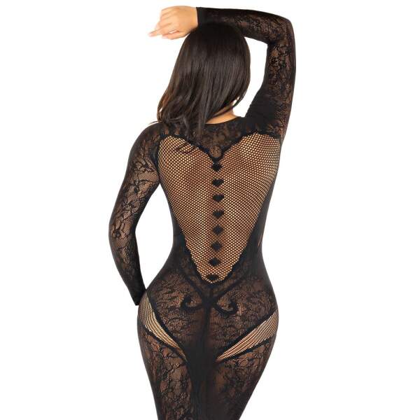 Leg Avenue - Mermaid dress - Lange Bodystocking Jurk - Lange Mouwen - Visnet - Zwart - Afbeelding 4