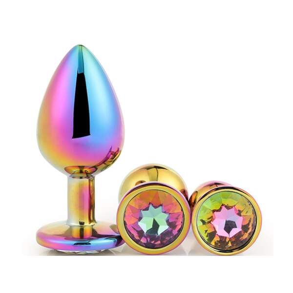DreamToys - Anal Training Kit - 3 Butt Plugs - Edelsteen - Aluminium - Multicolor