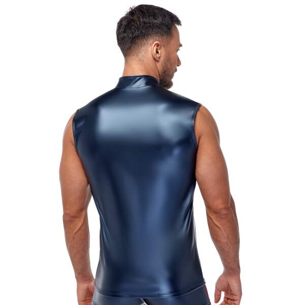 Nek - Mouwloos Shirt - Rits - Metallic - Blauw - Afbeelding 4
