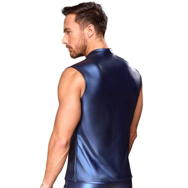 Nek - Mouwloos Shirt - Rits - Metallic - Gaas - Blauw - Afbeelding 2