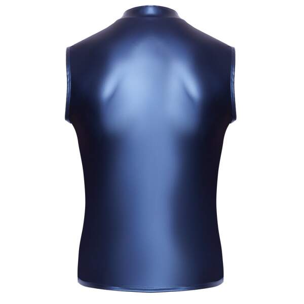 Nek - Mouwloos Shirt - Rits - Metallic - Gaas - Blauw - Afbeelding 6