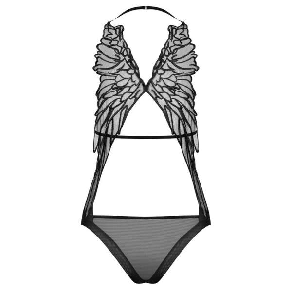 Obsessive - Alifini Teddy - Body - Vleugel motief - Zwart - Afbeelding 3