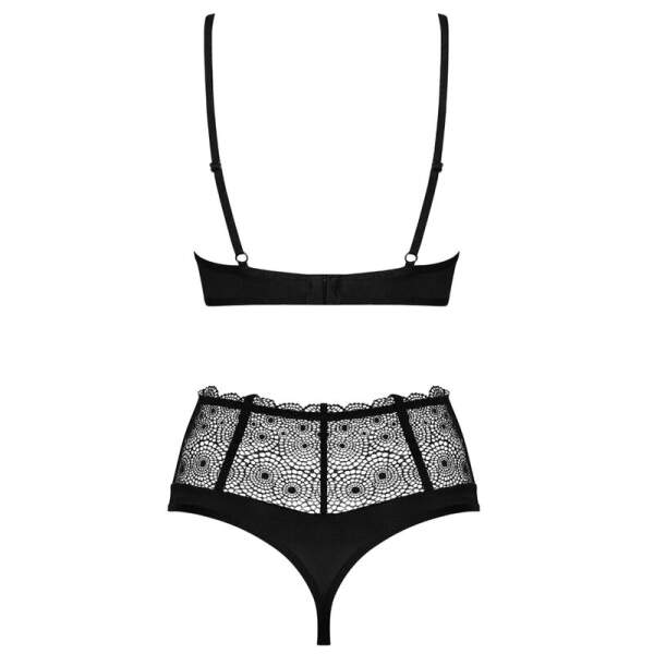 Obsessive - Sharlotte Lingerie Set - Kant - Zwart - Afbeelding 4