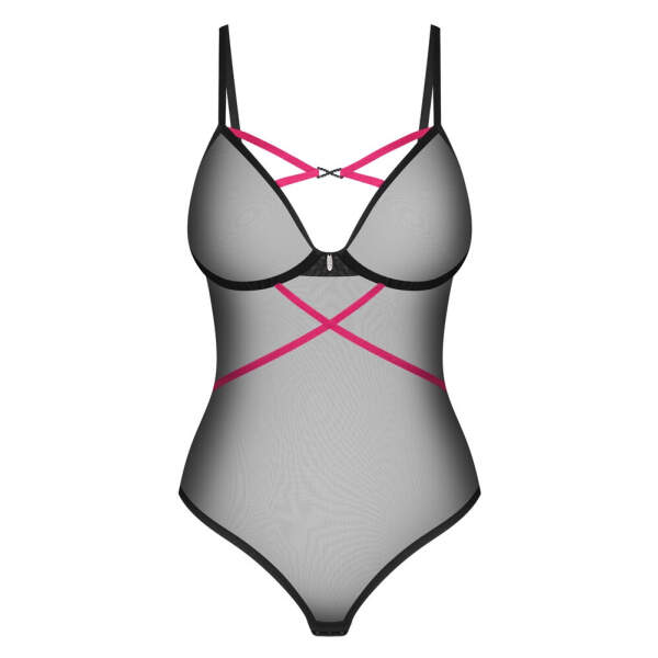 Obsessive - Novenes - Stringbody - Red Straps - Gaas - Zwart - Afbeelding 4