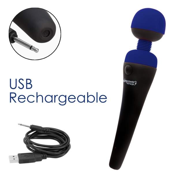Palmpower - Recharge Vibrator - Wand Massager - Oplaadbaar - Blauw - Afbeelding 5