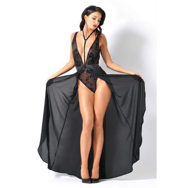 Patrice Catanzaro - Sensualite String Body - Gaas - Wetlook - Zwart - Afbeelding 3