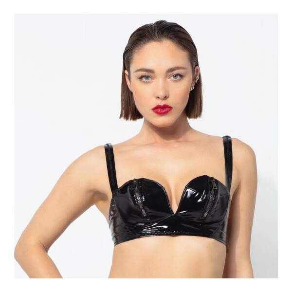 Patrice Catanzaro - Sphynx Brassiere - BH - Rits - Lak - Zwart