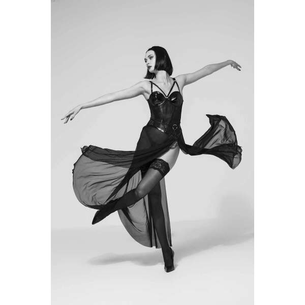 Patrice Catanzaro - Tigresse - Corset Jurk - Gaas - Lak Cups - Zwart - Afbeelding 5