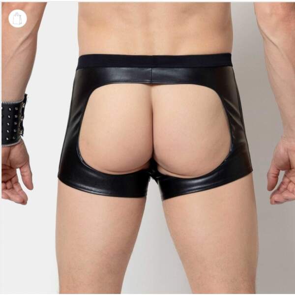 Patrice Catanzaro - Harbard - Jock Short - Afneembaar Lakdeel - PU-leer met Gaas - Zwart - Afbeelding 2