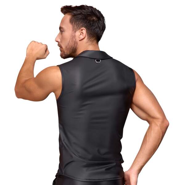 Nek - Shirt - Stretchy - Drukknopen - Zakken - Wetlook - Zwart - Afbeelding 4