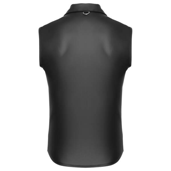 Nek - Shirt - Stretchy - Drukknopen - Zakken - Wetlook - Zwart - Afbeelding 6