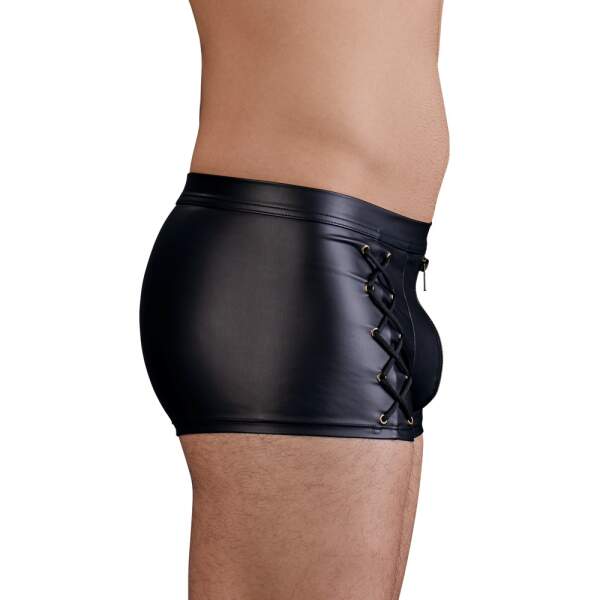 Nek - Short met Rits en Veter - Wetlook - Zwart - Afbeelding 3