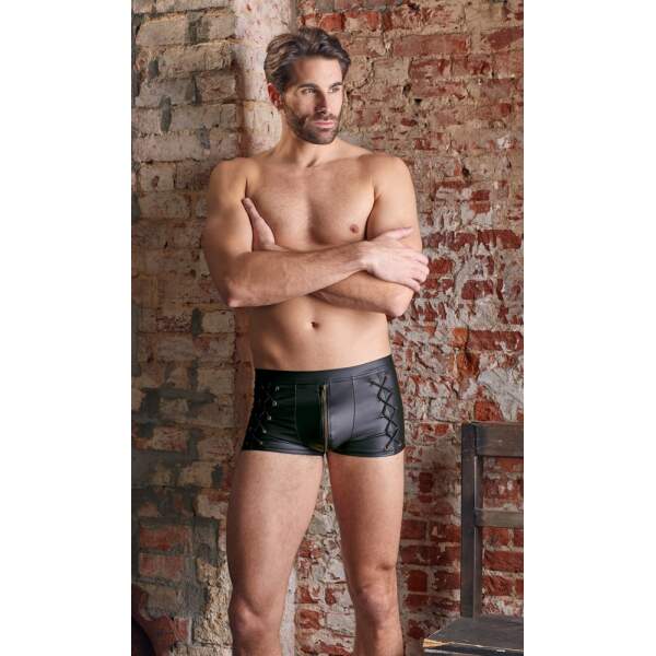Nek - Short met Rits en Veter - Wetlook - Zwart - Afbeelding 2