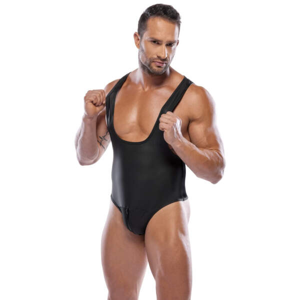 Svenjoyment Underwear - Stringbody - Rits in Kruis - Mat Wetlook - Zwart - Afbeelding 3