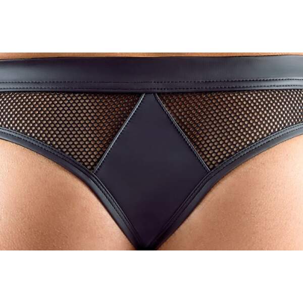 Svenjoyment Underwear - String - Studs op Gulp - Visnet - Wetlook - Zwart - Afbeelding 4