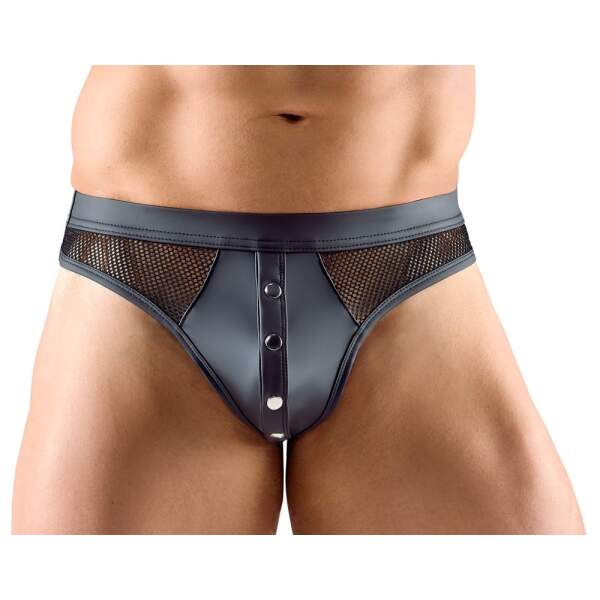 Svenjoyment Underwear - String - Studs op Gulp - Visnet - Wetlook - Zwart - Afbeelding 5