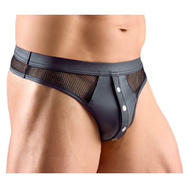 Svenjoyment Underwear - String - Studs op Gulp - Visnet - Wetlook - Zwart