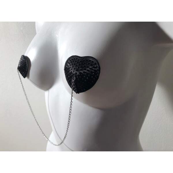 Tepelplakker Hart Zwart met Ketting