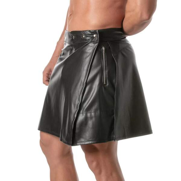 TOF PARIS - Kinky Rok - Kilt - Drukknopen - Ritsvak - PU-leer - Zwart - Afbeelding 3