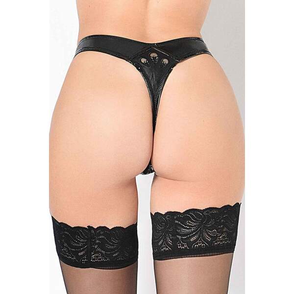 Patrice Catanzaro - Trocadero String - Lak - PU-leer - Strass - Zwart - Afbeelding 2