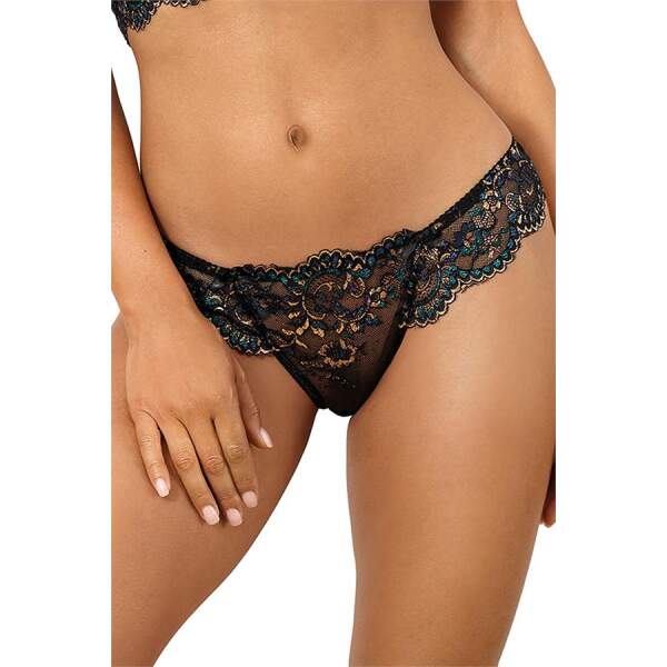 Axami - Valley of Sensations - Kanten String - Goud met Blauw Accent - Zwart