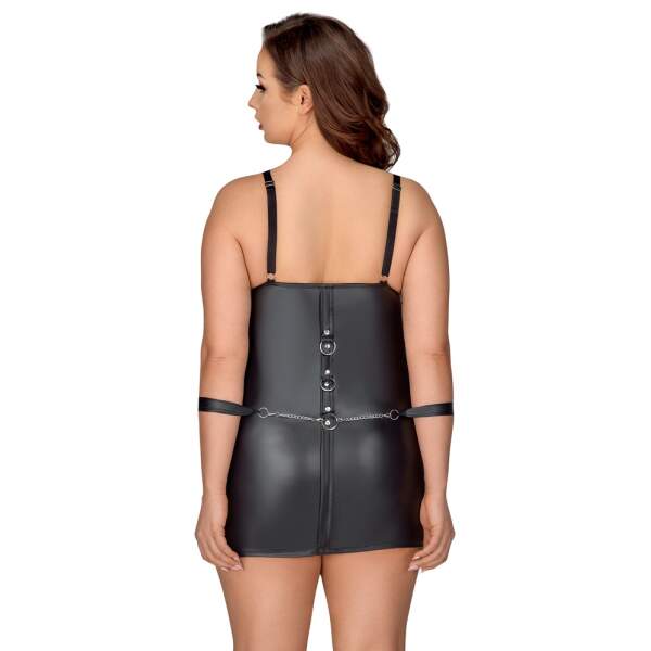 Cottelli Collection - Jurk Bondage - Cup Ritsen - Ringen - Wetlook - Zwart - Afbeelding 2