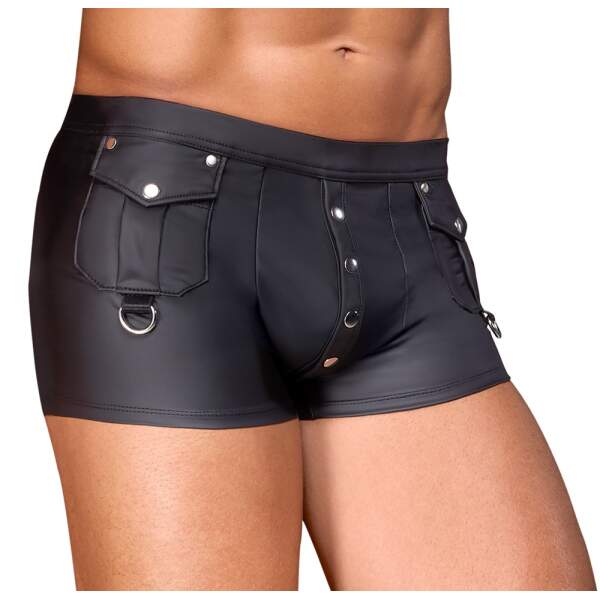 Nek - Short - Stretchy - Zakken - Studs - Wetlook - Zwart - Afbeelding 2