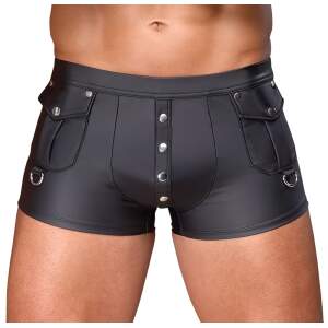 Nek - Short - Stretchy - Zakken - Studs - Wetlook - Zwart