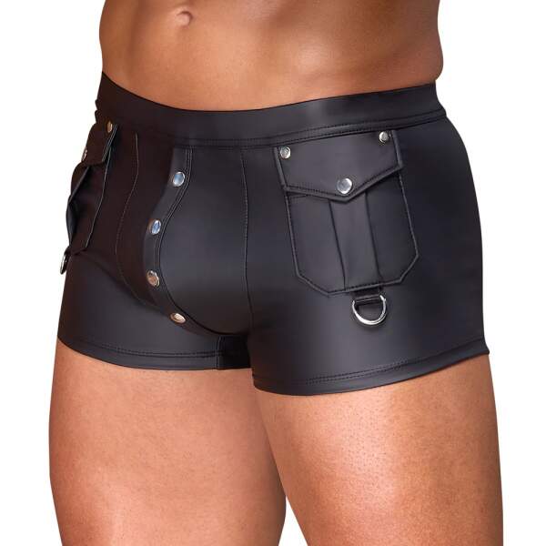 Nek - Short - Stretchy - Zakken - Studs - Wetlook - Zwart - Afbeelding 5