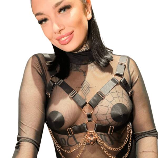 Kinky Diva - Love Me Bra - Open Cup - Verstelbaar - Zwart/Rosé - Afbeelding 3
