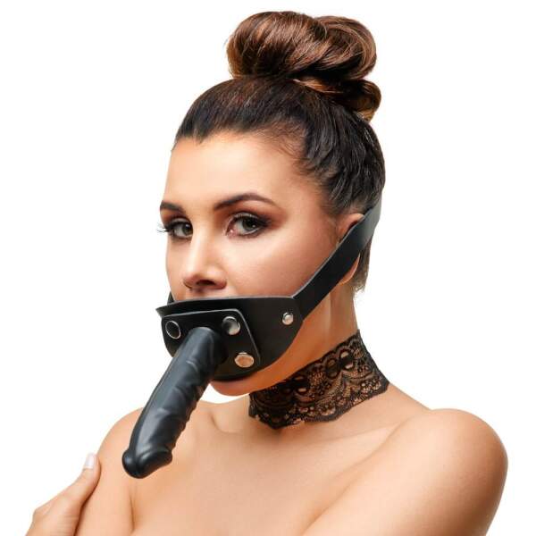 Zado - Gag - Duo Penis - Siliconen - Leren Strap - Afbeelding 2