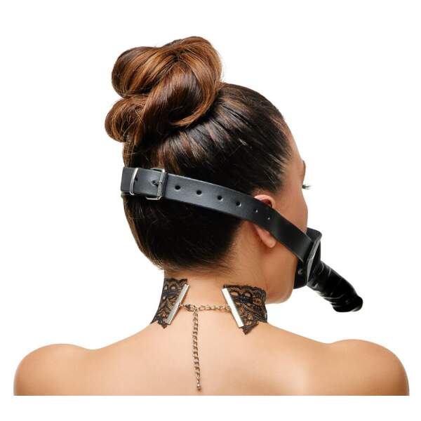 Zado - Gag - Duo Penis - Siliconen - Leren Strap - Afbeelding 3