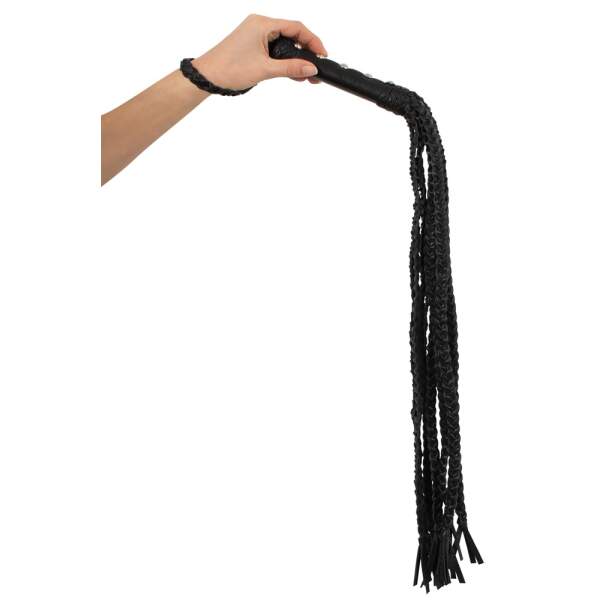 Zado - CatONine Flogger - Zweep - 9 Riemen - Leer - Zwart - Afbeelding 2