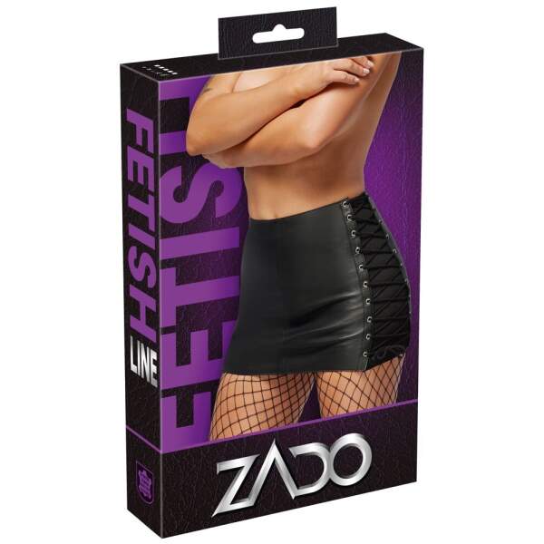 Zado - Fetish Line - Mini Rok met Veters - Echt Leer - Zwart - Afbeelding 7